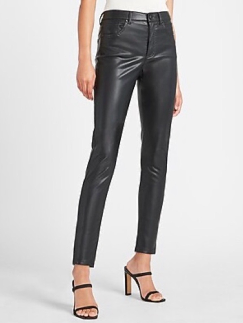 Express Black Faux Leather Skim Pants